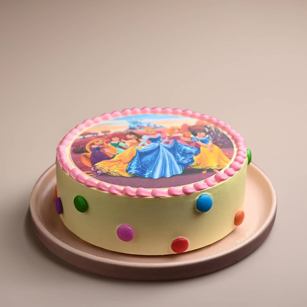 Royal Princesses Theme Cake Side View of Royal Princesses Theme Cake