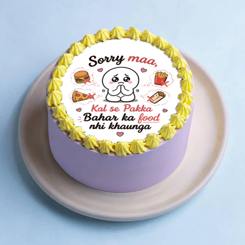Top View of Sorry Maa No More Junk Food Bento Cake
