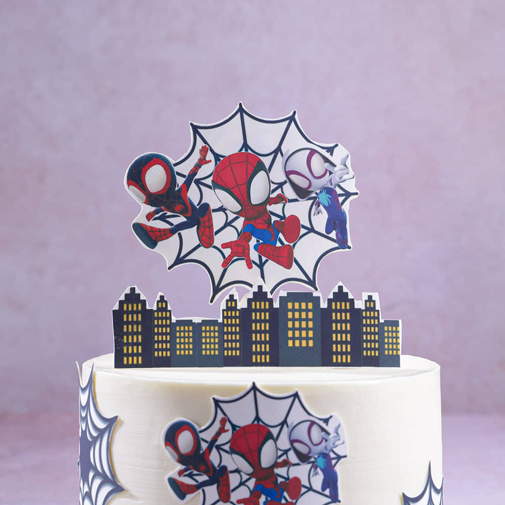 Zoomed View of Spiderman N Friends Cake