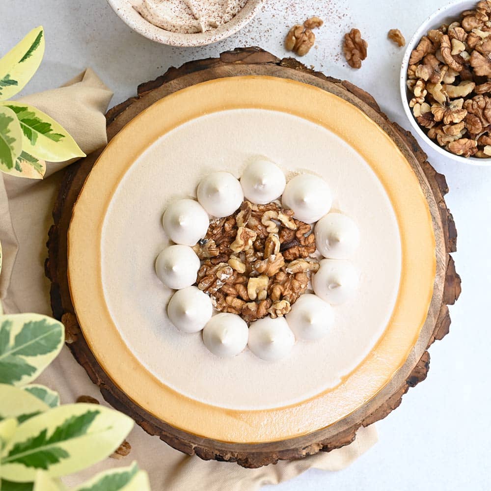 Top View of Coffee Walnut Cream Cake