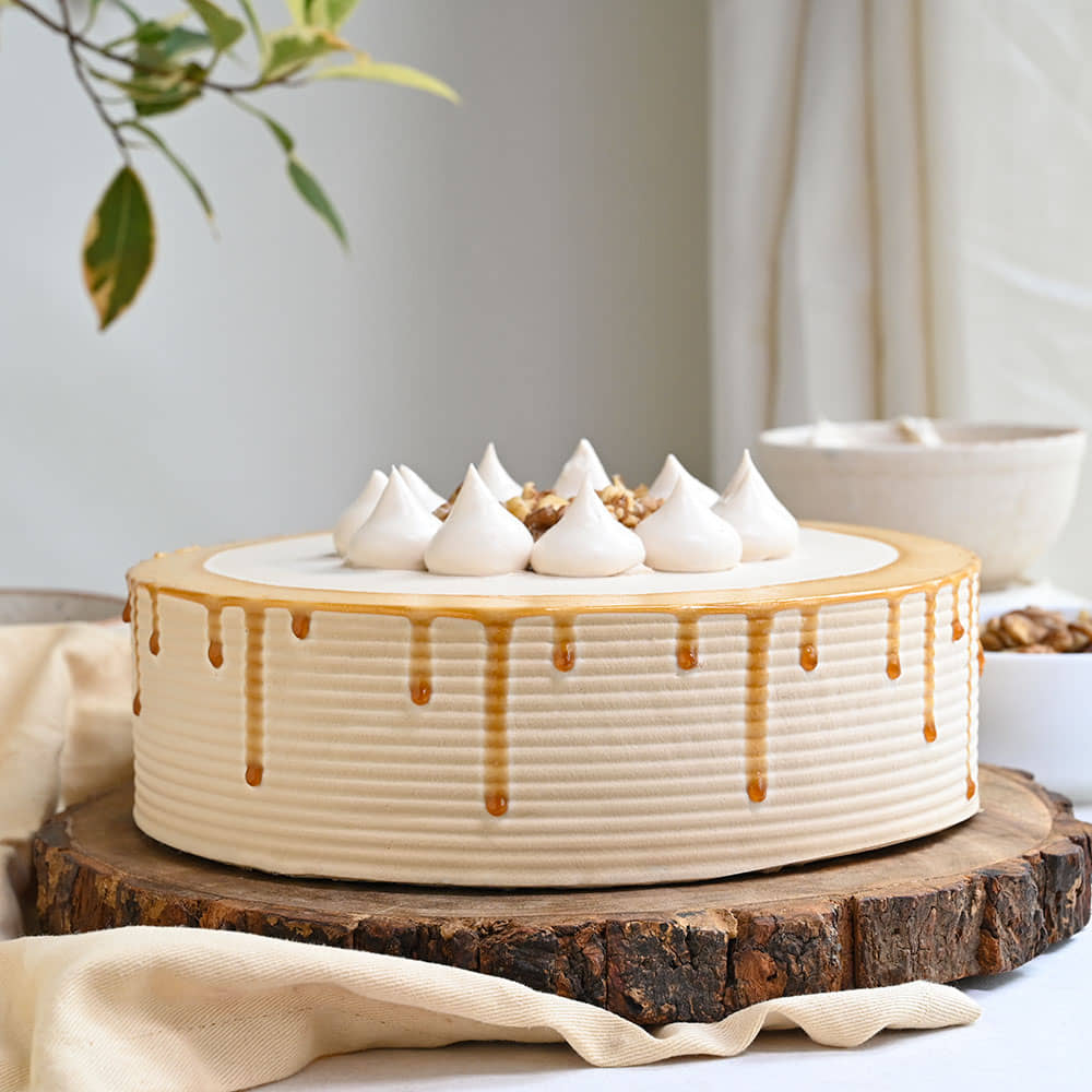 Front View of Coffee Walnut Cream Cake