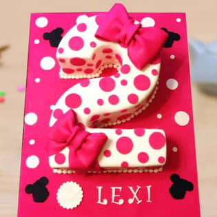 Number Two Pink Bow Cake Number Two Pink Bow Cake