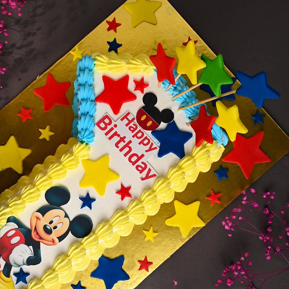 Mickey Mouse First Birthday Cake Half View of Mickey Mouse Poster Cake