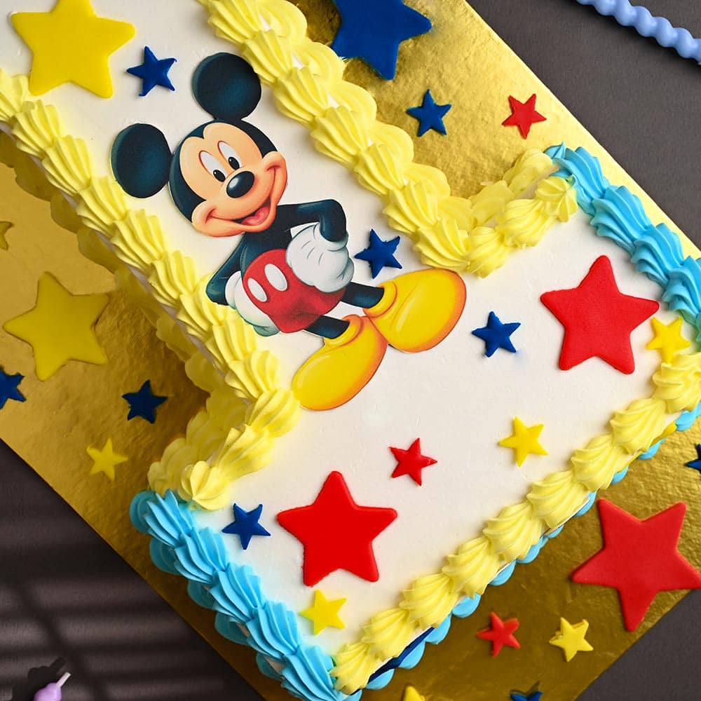 Mickey Mouse First Birthday Cake Half View of Mickey Mouse Poster Cake
