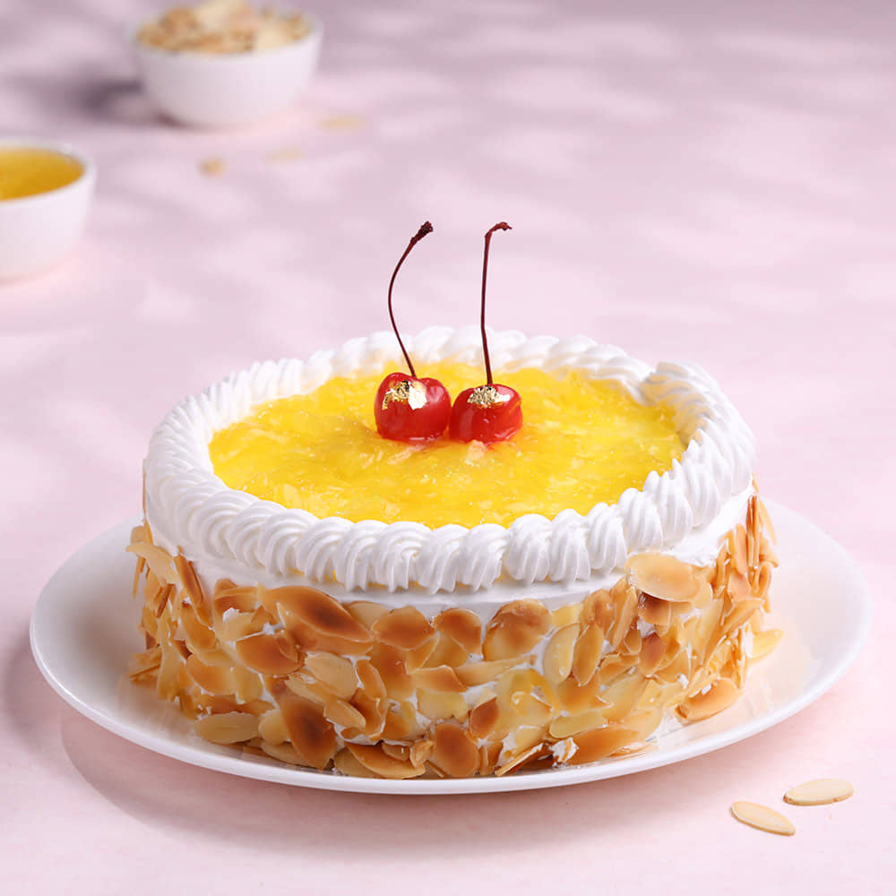 Side View of Whipped Cream Pineapple Cake