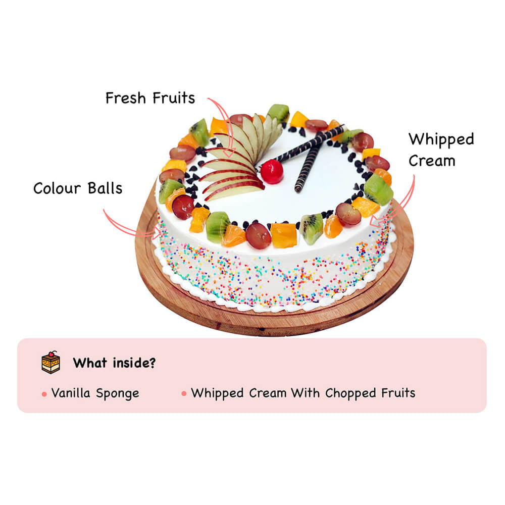 Description of Fruits & Sprinkles Vanilla Cake