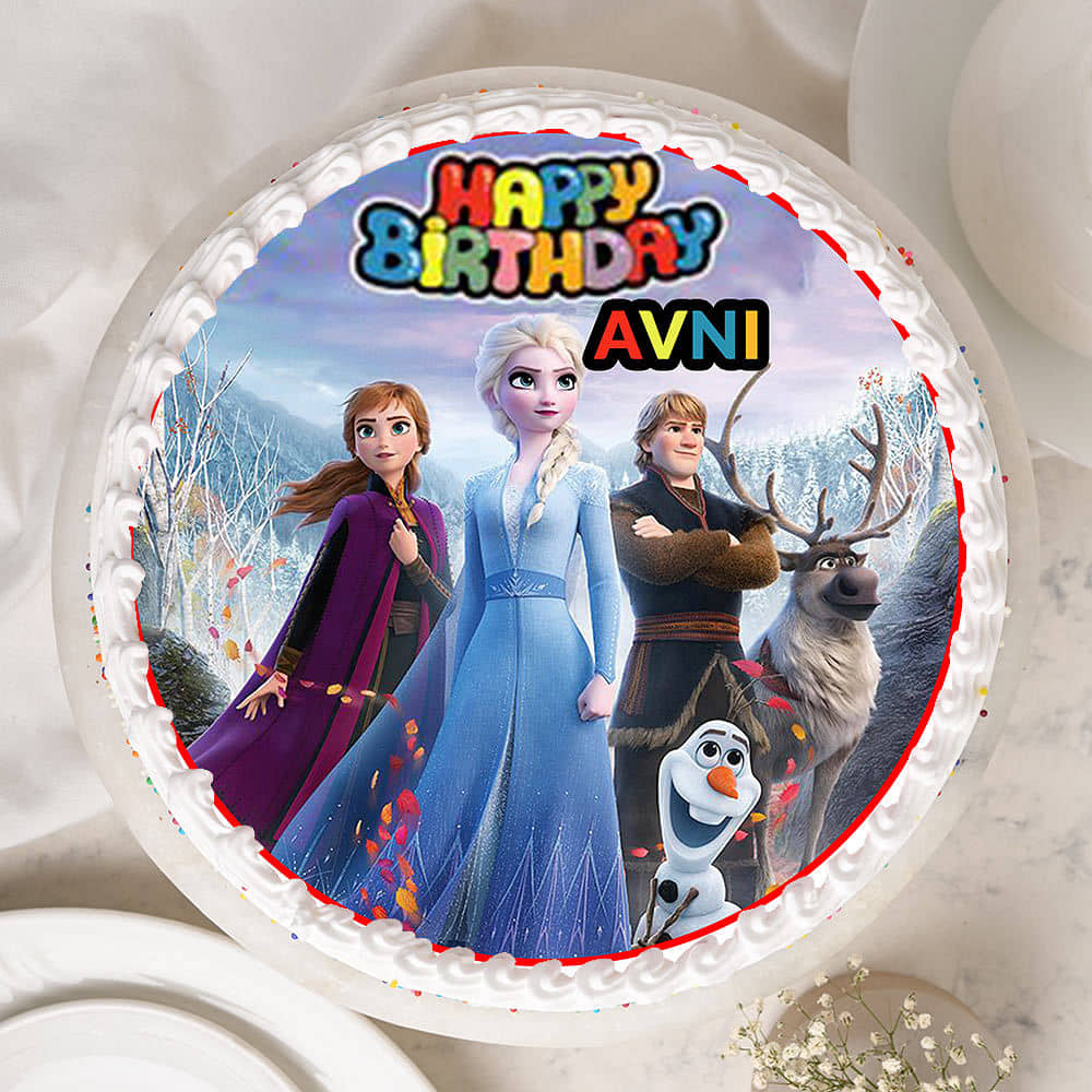 Top View of Frozen Birthday Fantasy Cake