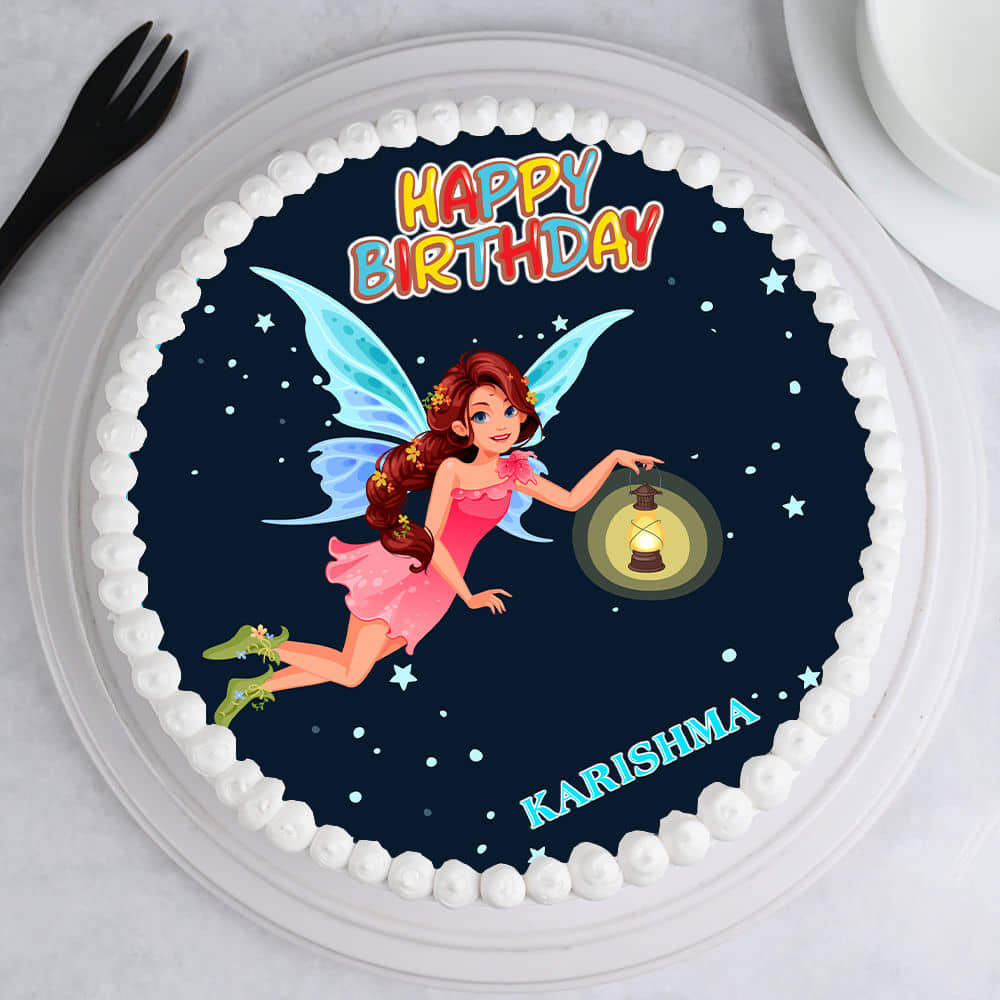 Top View of Fairy Barbie Birthday Cake