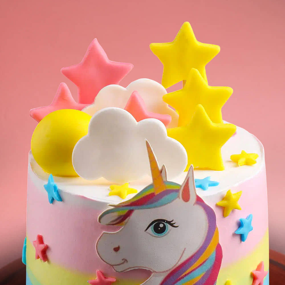 Front View of Starry Unicorn Cake