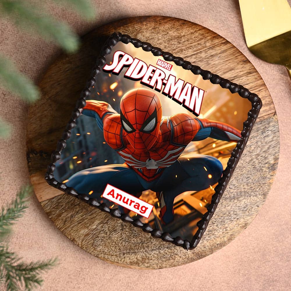 Top View of Super Spiderman Photo Cake