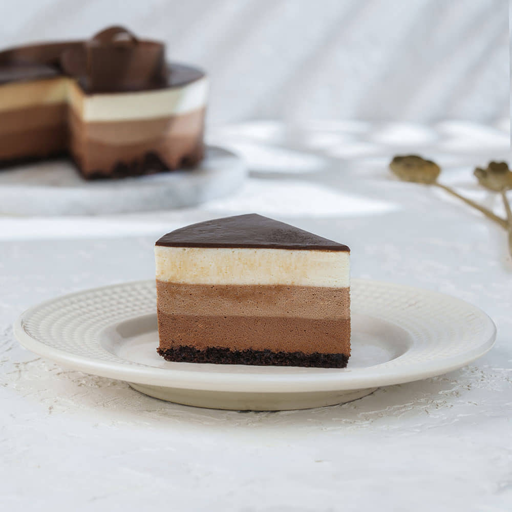 Trio Mousse Cake Sliced View of Trio Mousse Cake